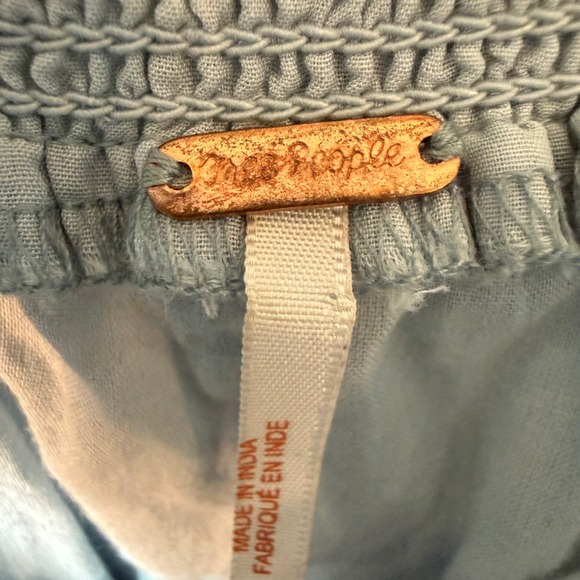 Free People Sunbeams Embroidered Off Shoulder Mini Dress Boho Blue Small - Picture 5 of 9